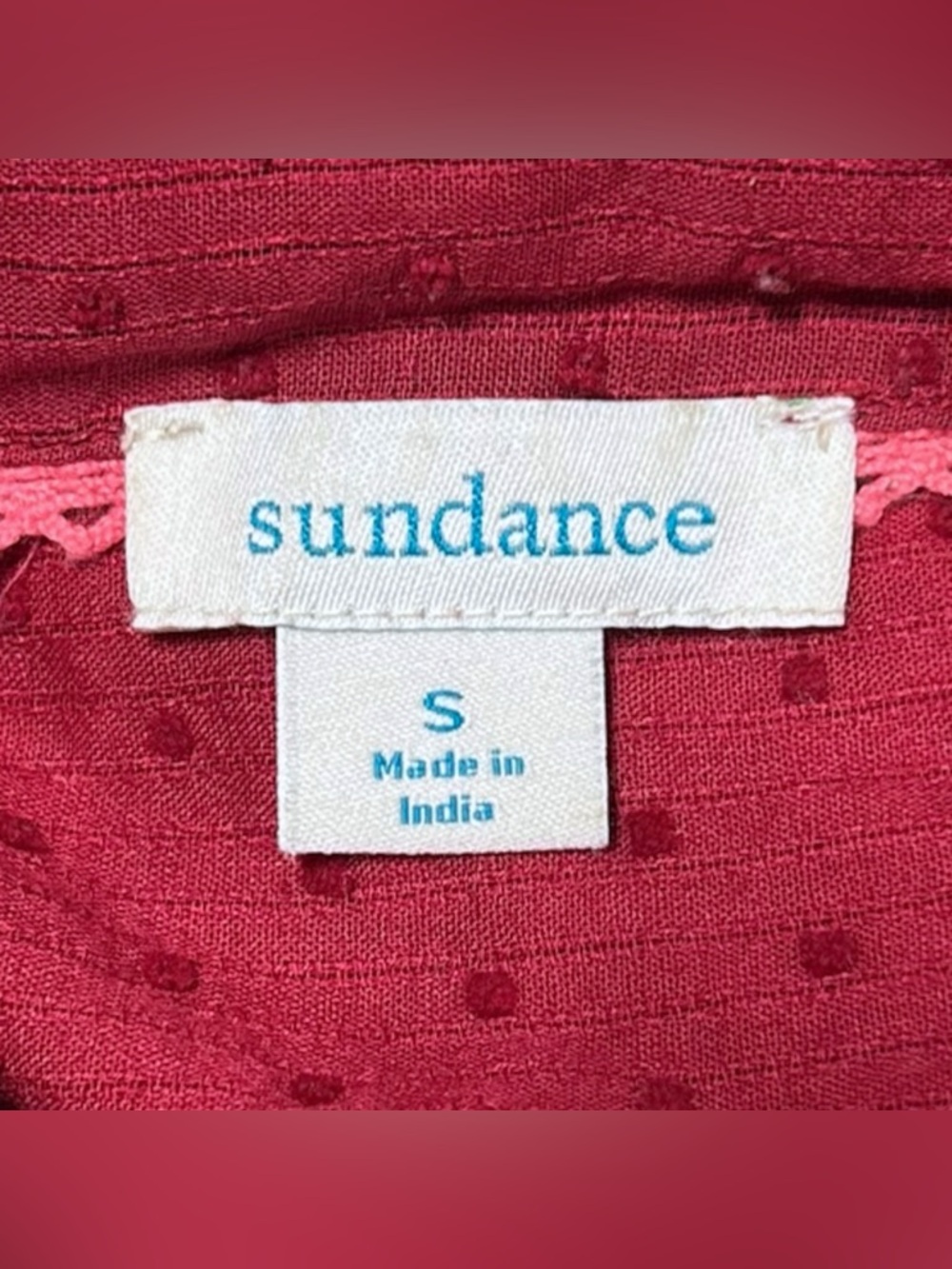 Sundance Women’s Red Ruched Crossover Stretch Collared Button Up Top Size Small - Picture 5 of 6